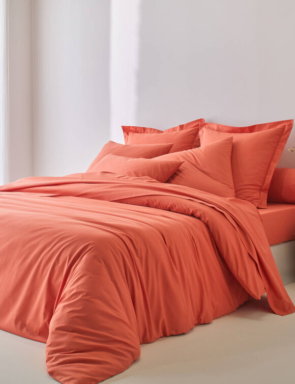 Effen bedlinnen in katoen (pompoen)