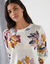 Pull imprim&eacute; fleurs (&eacute;cru / rose)