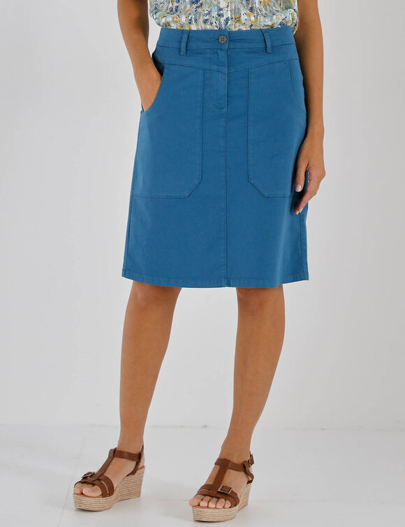 Jupe droite unie, twill (bleu gris&eacute;)