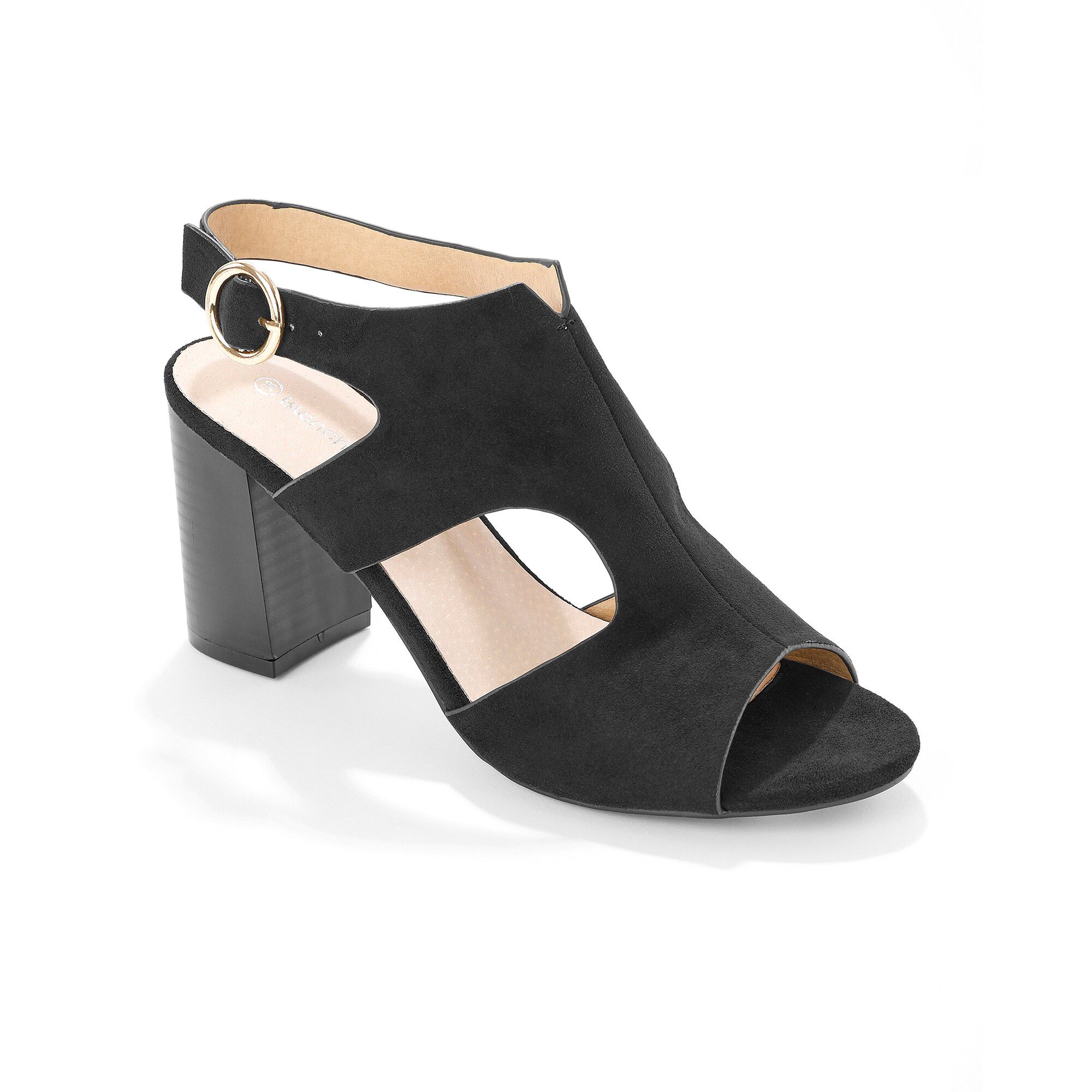 Omhullende sandalen met houten hak, zwart | Blancheporte