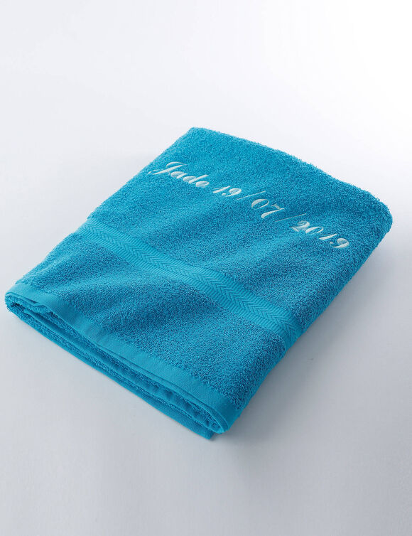 Effen handdoek, zacht comfort, personaliseerbaar (turkoois)