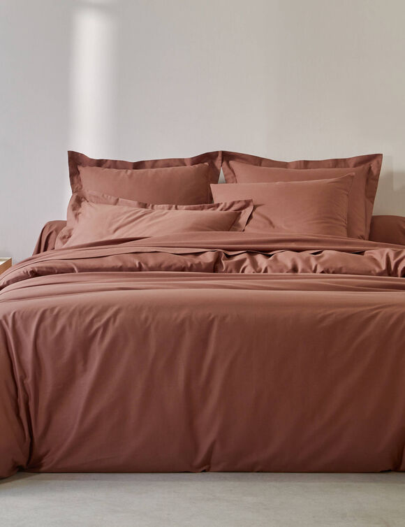 Linge de lit uni coton  (cannelle)