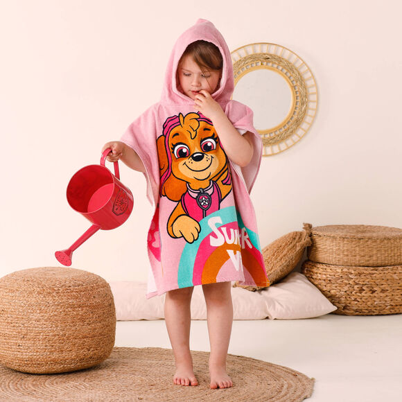Poncho de bain enfant Pat'Patrouille® éponge et velours coton - 320g/m2 (rose)