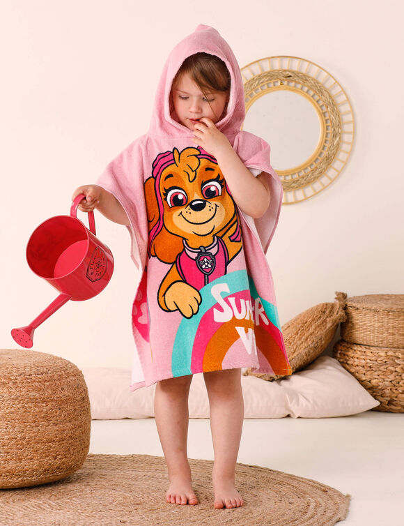 Poncho de bain enfant Pat'Patrouille® éponge et velours coton - 320g/m2 (rose)