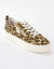 Sneakers in canvas, met sleehak, rits en veters, luipaardprint (beige / zwart)
