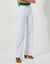 Broek in twill, ruim model met hoge taille, kleine lengte (wit)