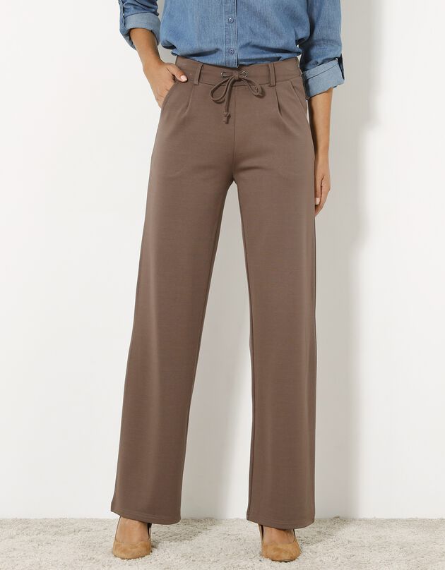 Pantalon droit, maille milano (taupe)