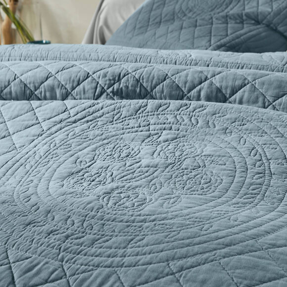 Effen bedsprei in boutisstijl Cassandre (grijsblauw)