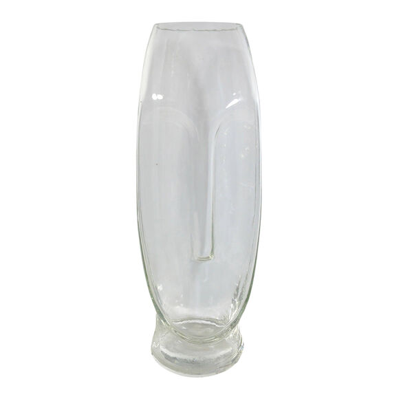 Vase en verre, forme visage - hauteur 24 cm (transparent)