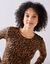 T-shirt imprim&eacute; peau de b&ecirc;te, stretch (caramel / noir)