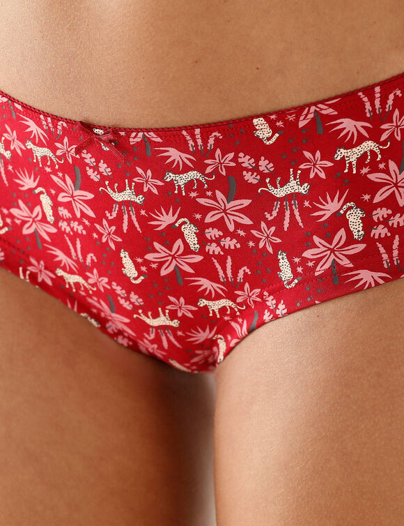 Shorty coton stretch imprim&eacute; "panth&egrave;re" - lot de 4 (rouge)