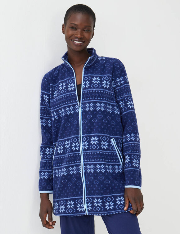 Veste zipp&eacute;e maille polaire imprim&eacute;e (marine / bleu)