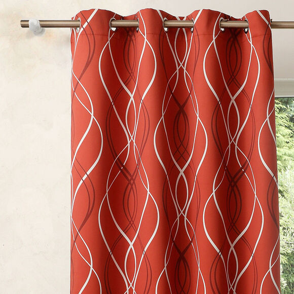 Verduisterend gordijn met golvende motieven (terracotta)