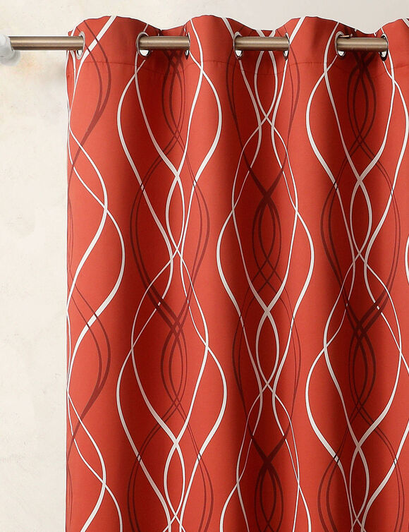 Verduisterend gordijn met golvende motieven (terracotta)