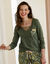 T-shirt pyjama manches longues motif floral imprim&eacute;  (kaki)