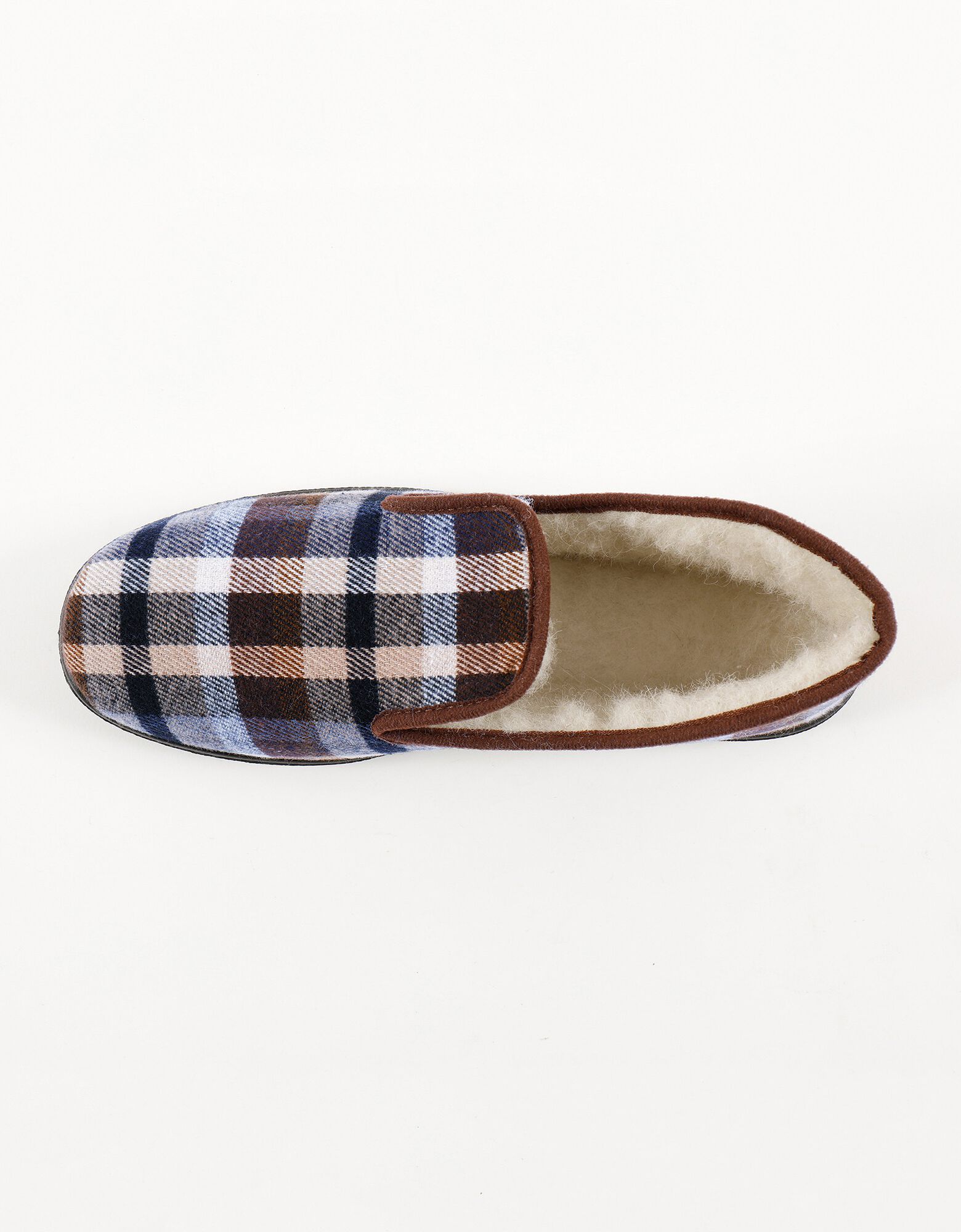Charentaises Mixtes Fourrées Laine HONCELAC - Homme Taille 42 Ecossais Marron