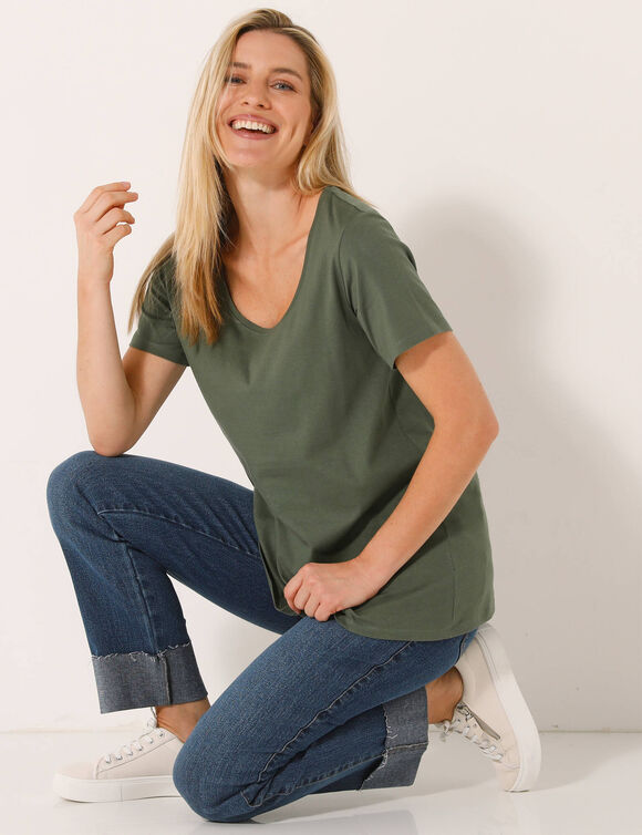 T-shirt uni col rond, coton biologique(**) (bronze)