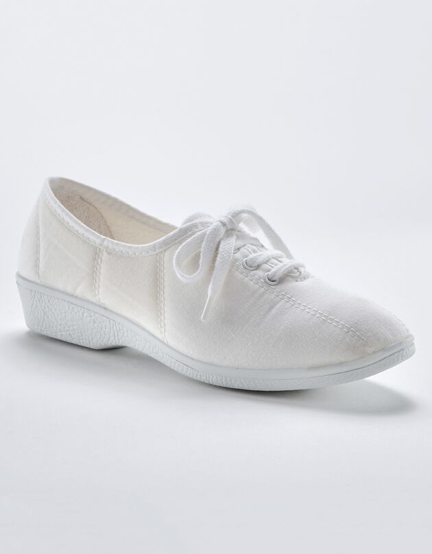 Tennis compensées à lacets (blanc)