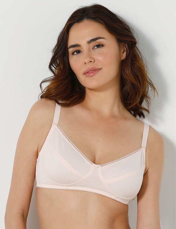 Soutien-gorge coton stretch sans armatures  - lot de 2 (aubergine + nude)