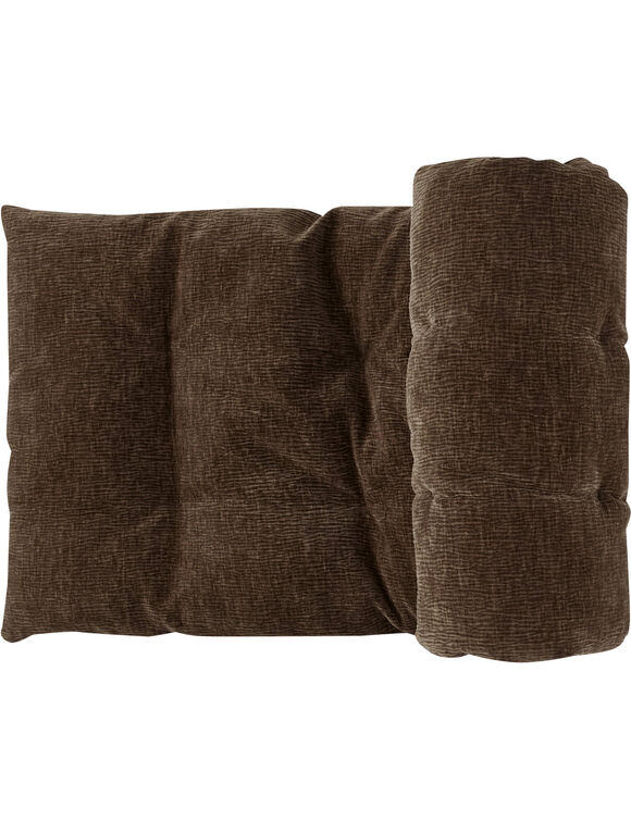 Long coussin de canap&eacute; tissage chenille (chocolat)