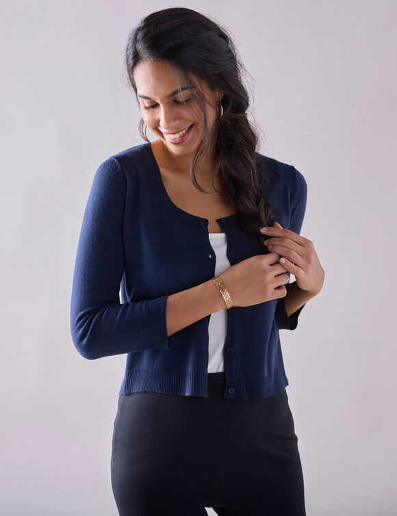 Gilet boléro boutonné, toucher doux (marine)