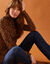 Sous-pull col roulé imprimé peau de bête, stretch (caramel / noir)