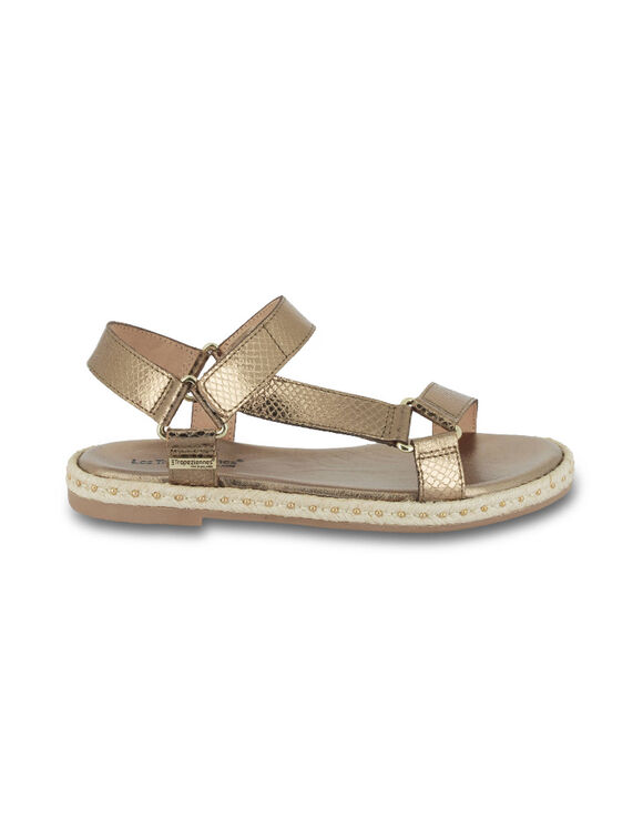 Sandales plates en cuir, Hipsnake (bronze)