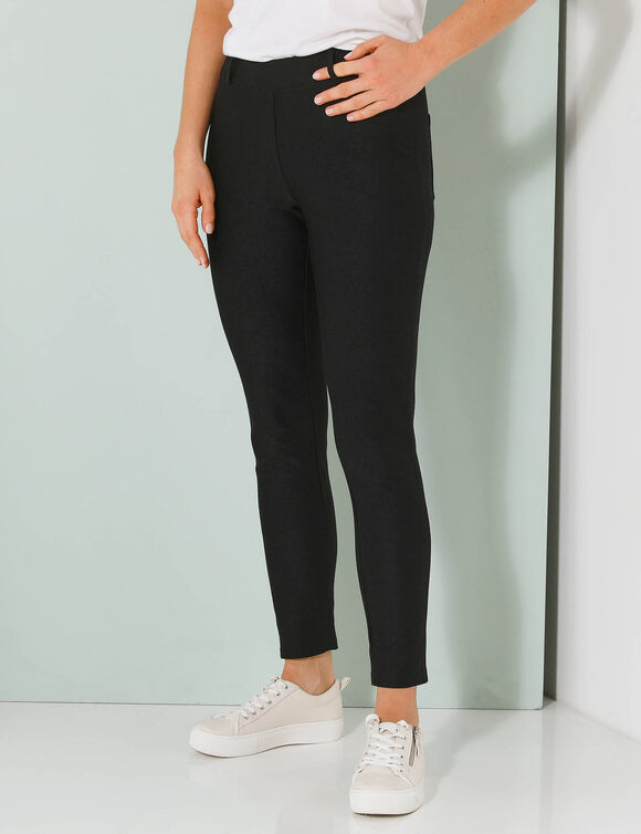 Pantalon maille confort, taille élastiquée (noir)