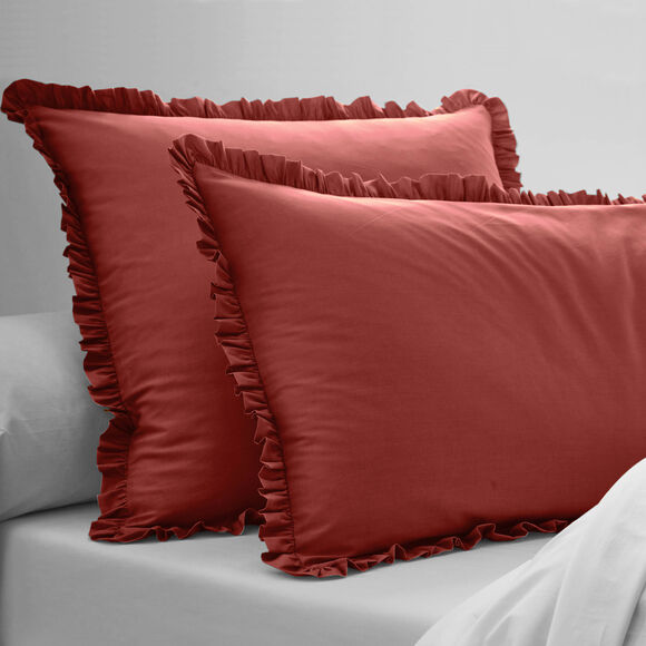 Linge de lit uni percale (bois de rose)