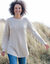 Pull tunique &eacute;vas&eacute; col rond, maille anglaise (beige chin&eacute;)