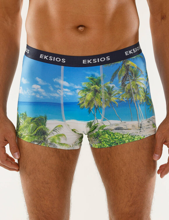 Bedrukte shorty in rekbare microvezel - set van 2 (groen)