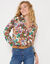 Bloes met knoopsluiting met bloemenprint, gerecycleerd polyester(**) (wit / karamel)