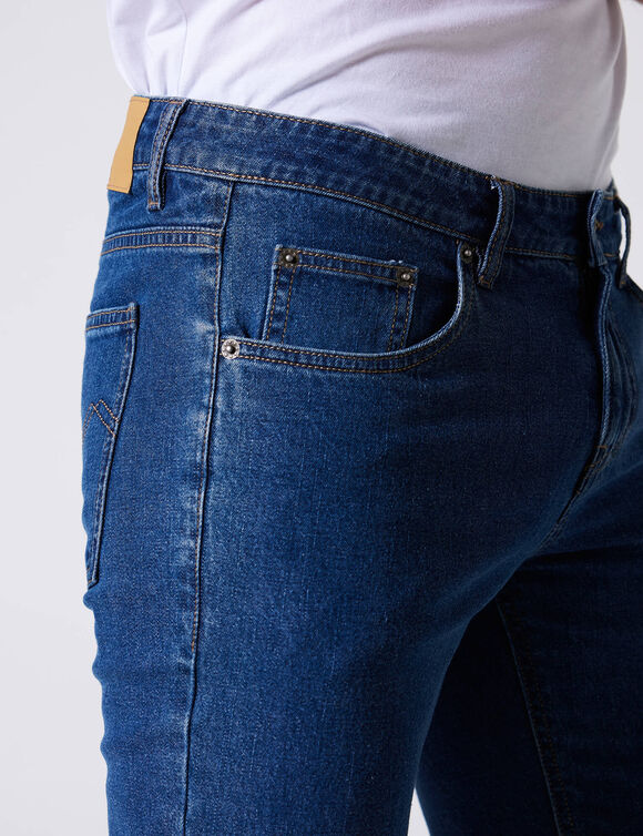 Rechte stretchjeans, afgerond onder de buik - binnenpijplengte 72 cm (stone)