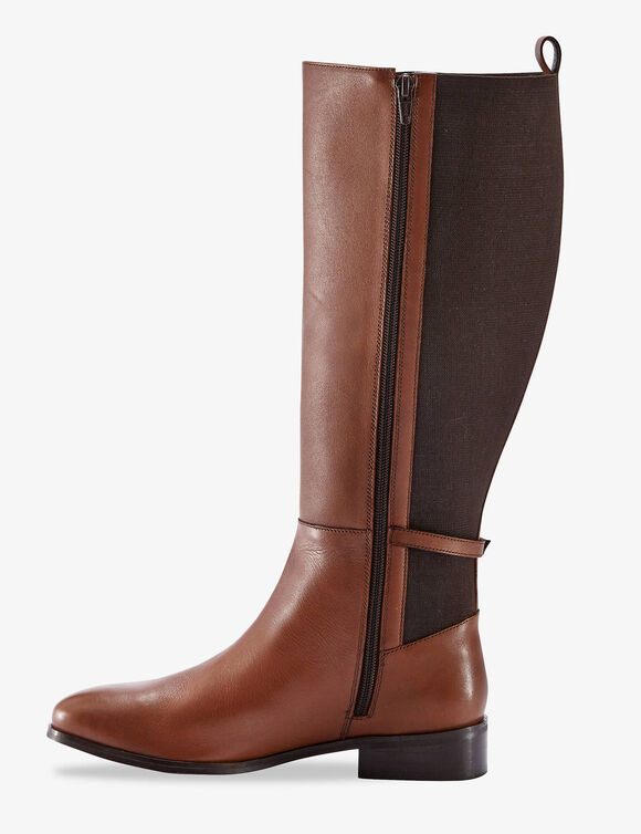 Bottes cavali&egrave;res en cuir, sp&eacute;cial larges mollets (marron)