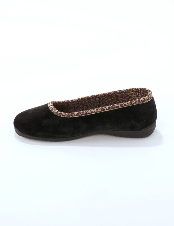 Chaussons ballerines biais l&eacute;opard  (noir)
