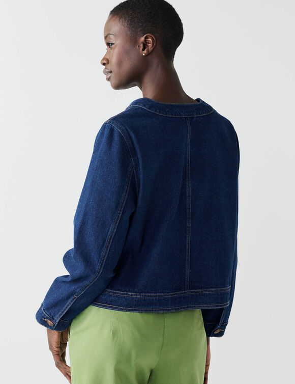 Veste boutonn&eacute;e en jean (stone)