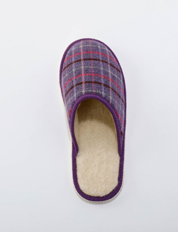 Chaussons mules plates silencieuses - imprimé carreaux (violet)