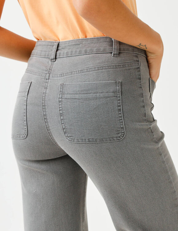 Jean coupe large taille haute, stature moyenne (gris)