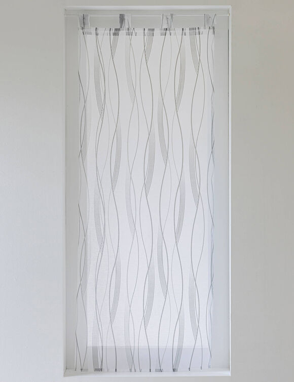 Vitrage voile imprimé vagues finition pattes (gris)