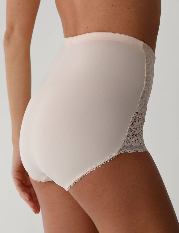 Afslankende gaineslip met kanten buikpand - steungevend (nude)