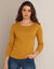 Effen T-shirt met lange mouwen in biokatoen(**) (kerrie)