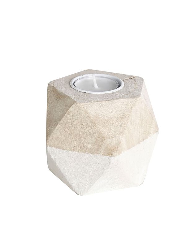 Origami theelichthouder in tweekleurig hout (hout/wit)