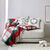 Coussin coton bouclette, broderies Noël (ecru / rood / groen)