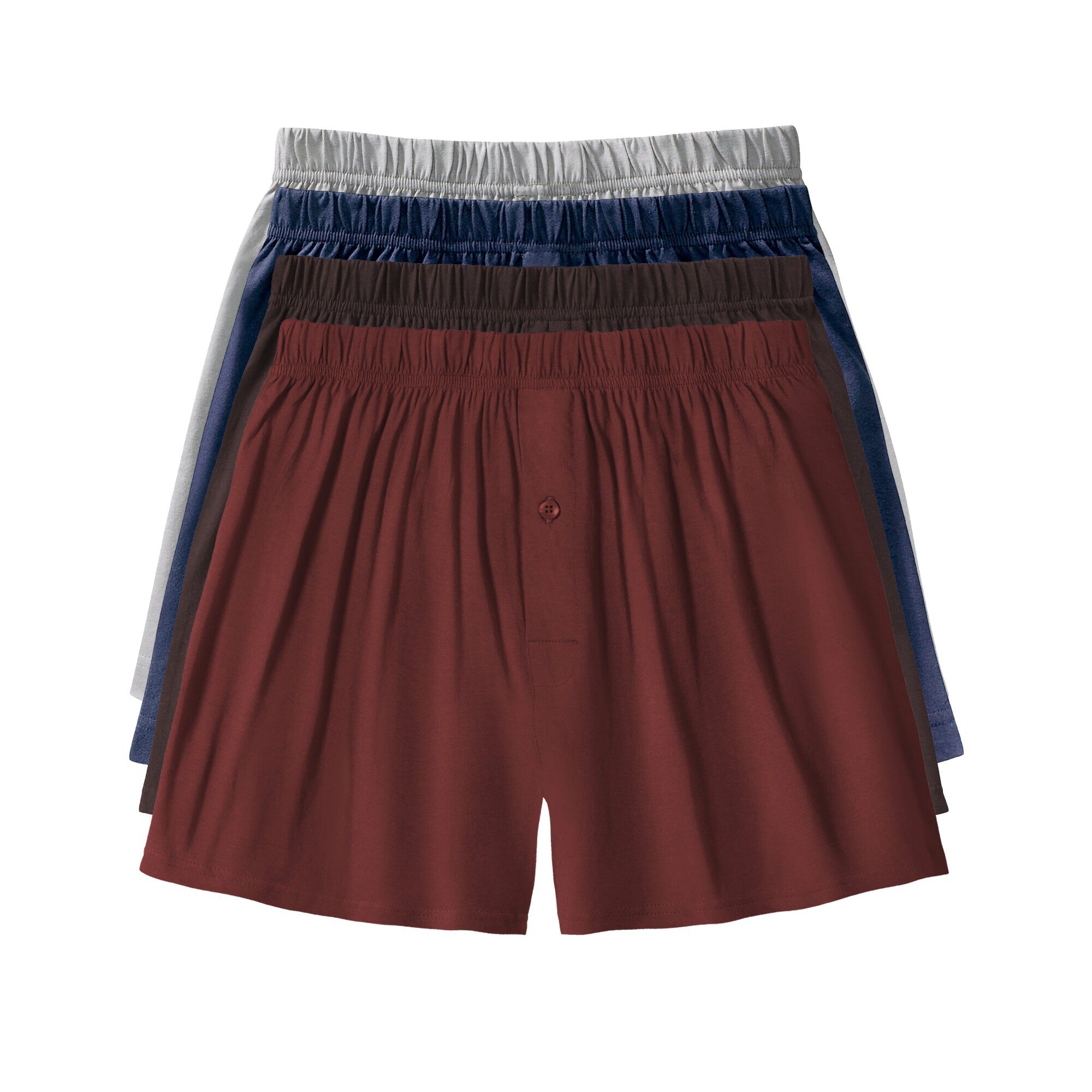 Ruime open en effen boxershort set van 4 roestbruin bruin