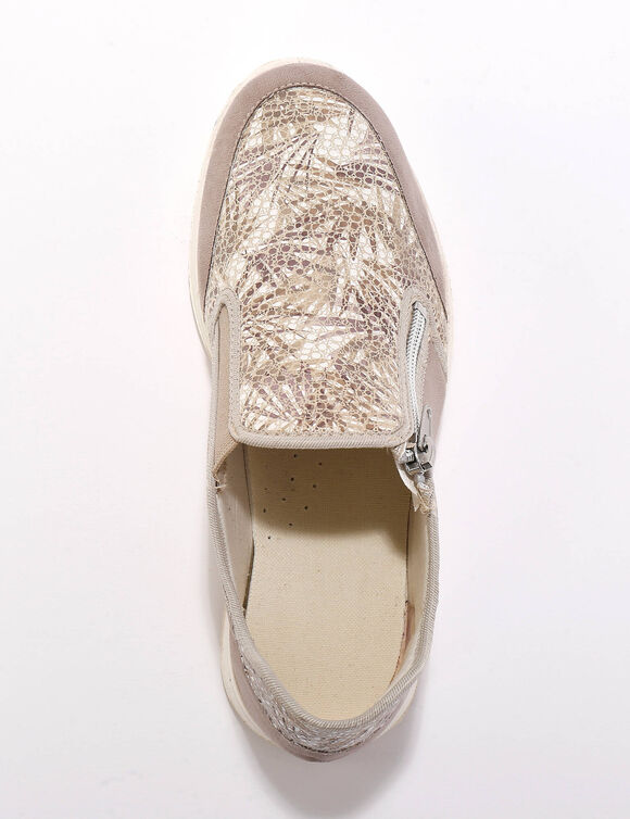   Fabriqué en UE Baskets zippées spécial pieds sensibles en tissu extensible (beige)