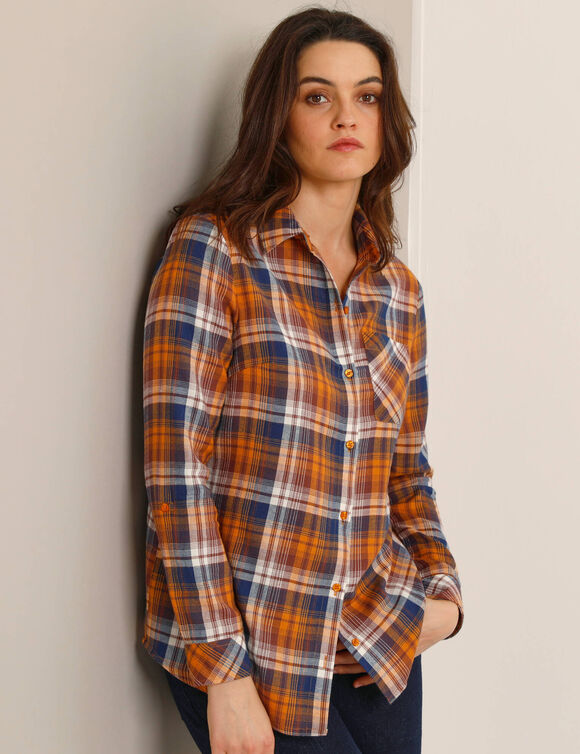 Chemise flanelle à carreaux (miel / bleu)