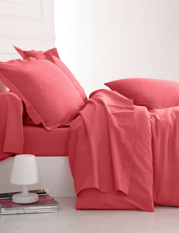 Linge de lit uni polyester-coton Colombine (rose pivoine)
