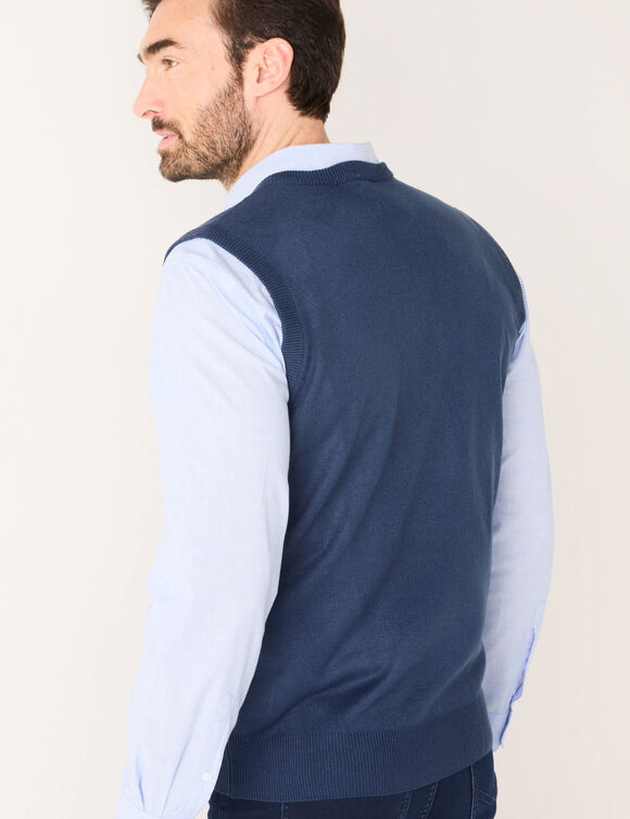 D&eacute;bardeur col V (marine)