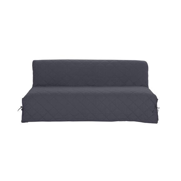 Housse clic-clac standard matelass&eacute;e coton bachette uni (gris anthracite)