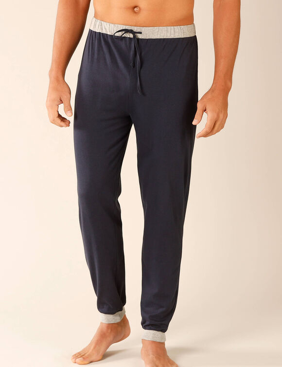 Pantalon pyjama bas resserr&eacute;s - lot de 2 (gris + marine)